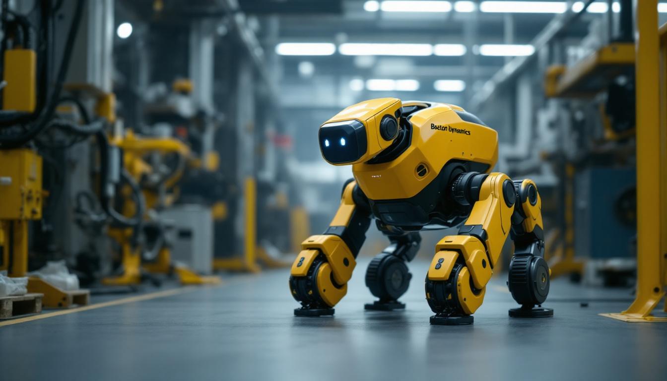 A photograph of a boston dynamics spot robot in action