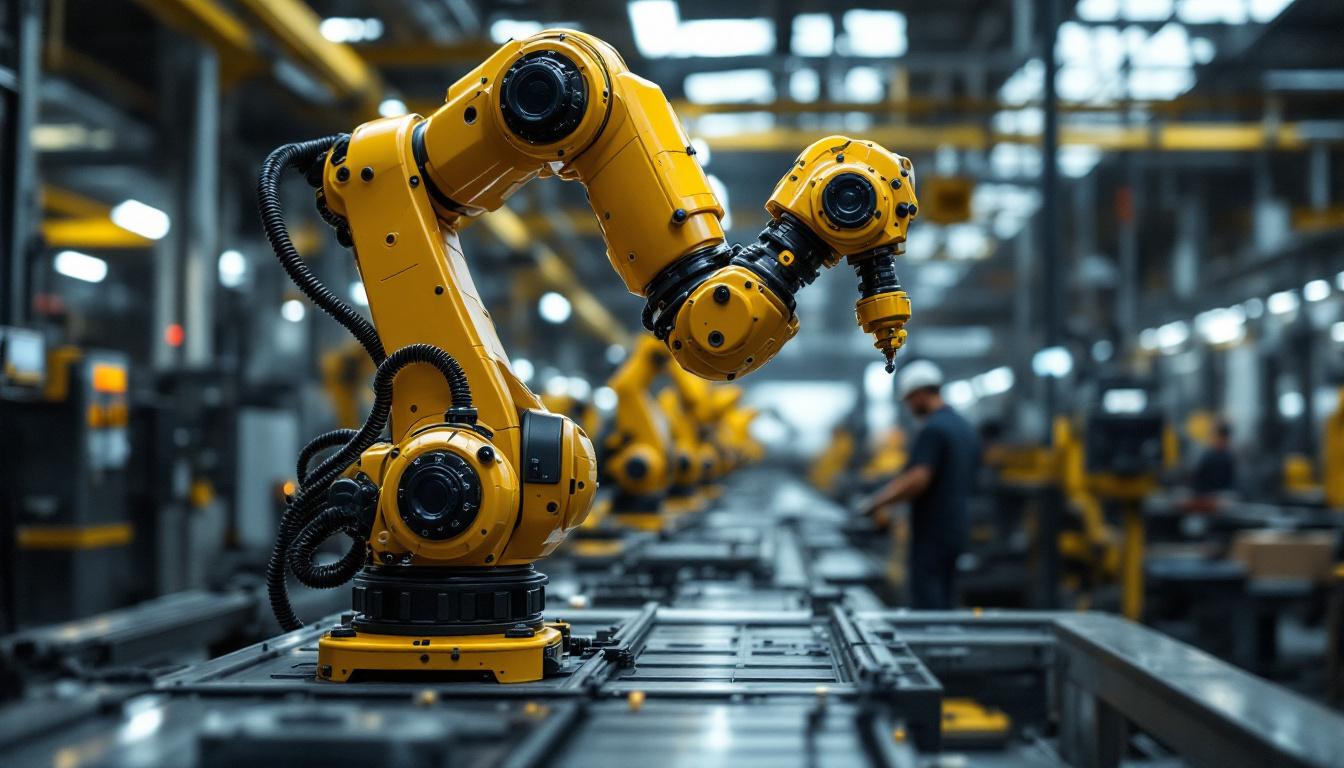 A photograph of an industrial robotic arm in action