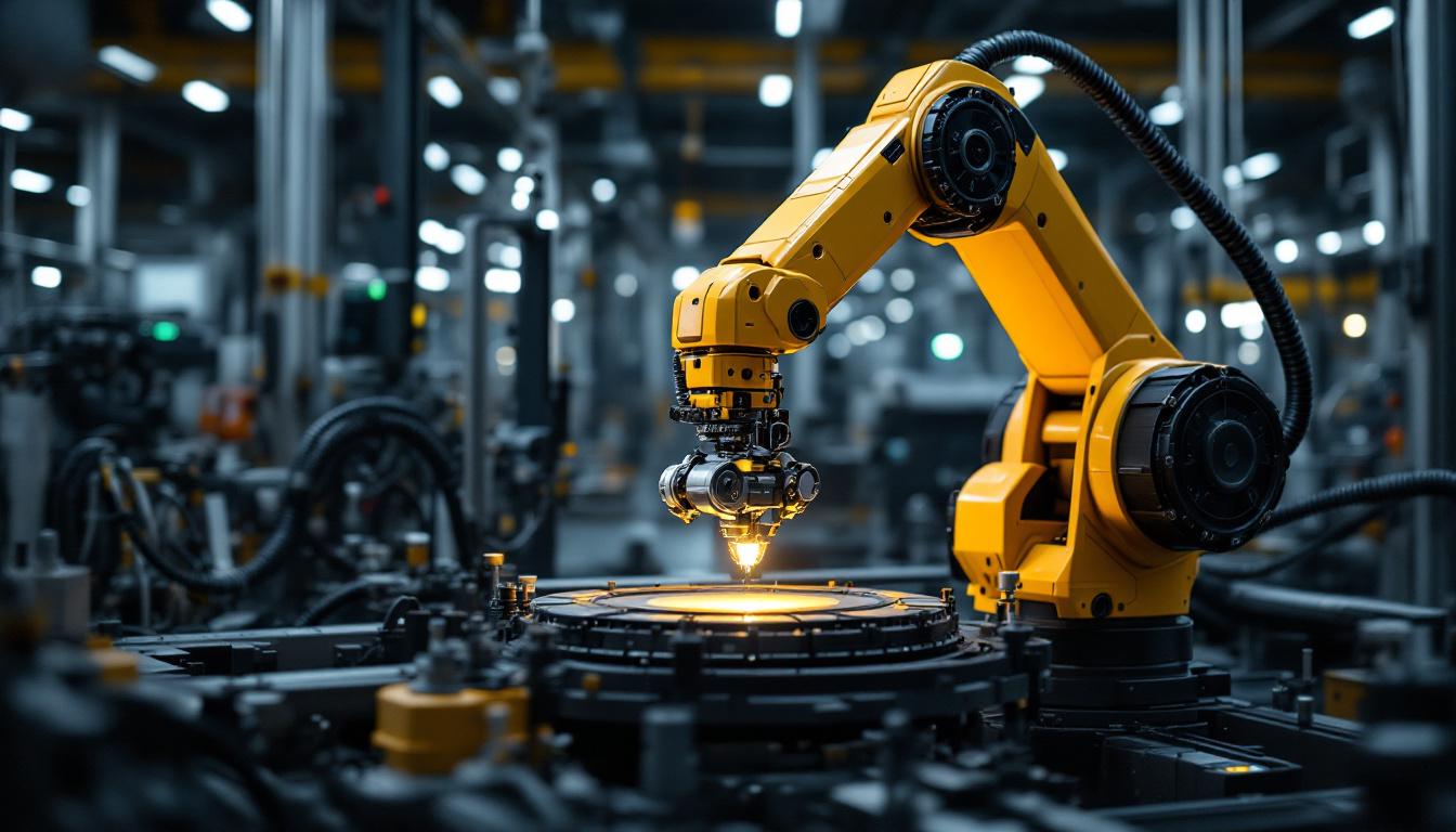 A photograph of a modern industrial robotic arm in action