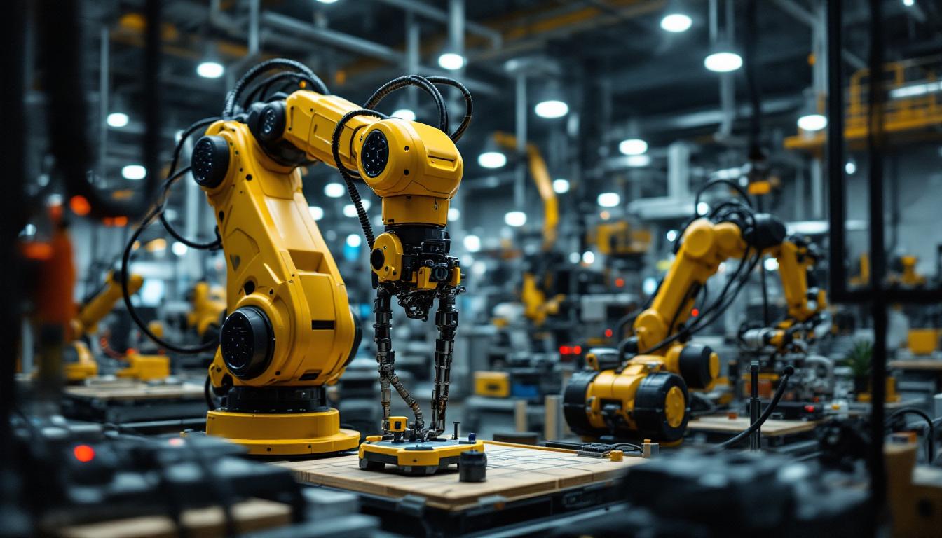 A photograph of a robotic arm in an industrial setting