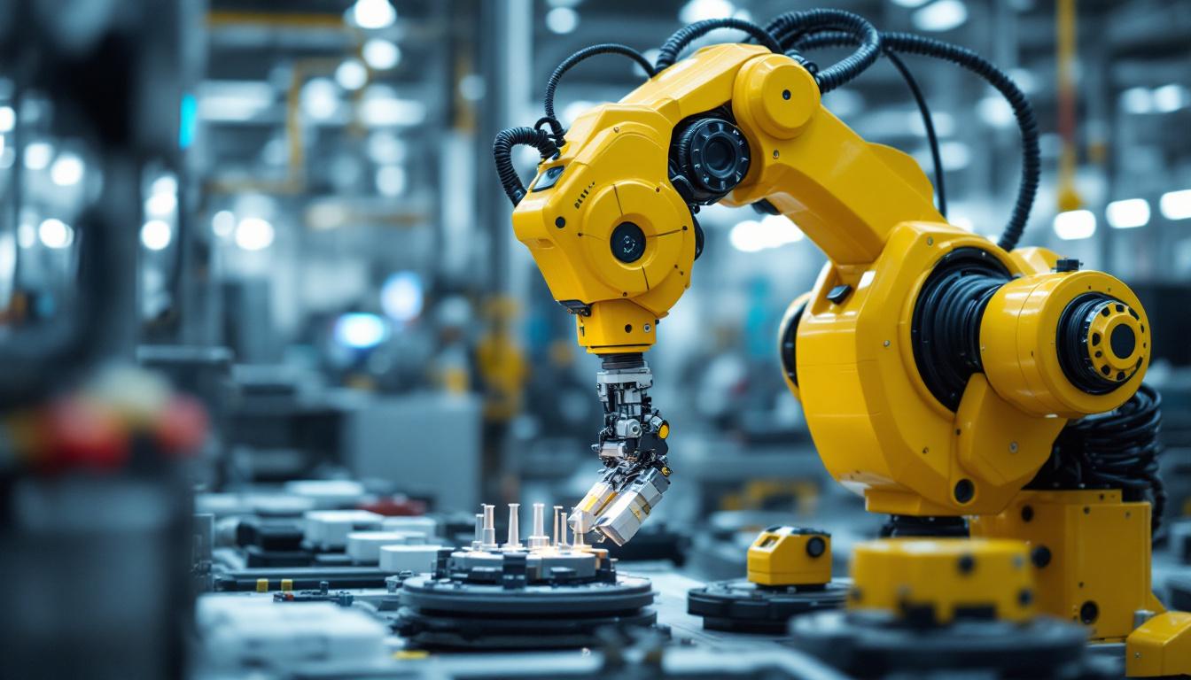 A photograph of a brother industrial robot in action within a manufacturing environment