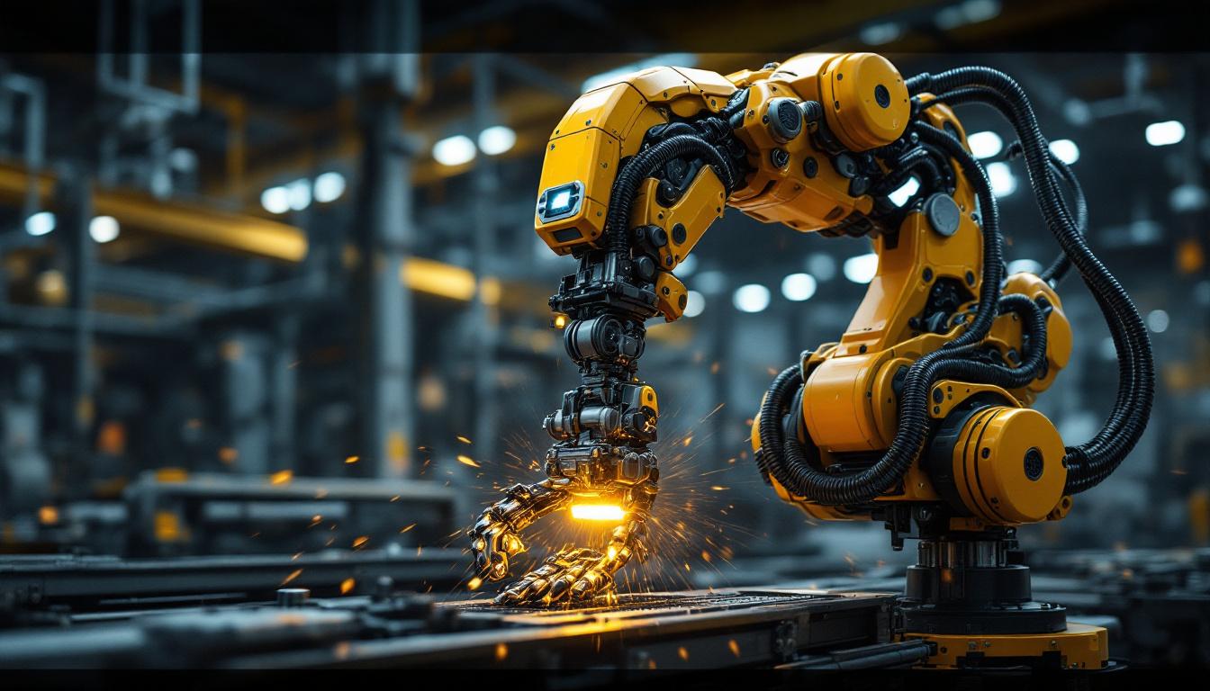 A photograph of a high-performance industrial robot in action