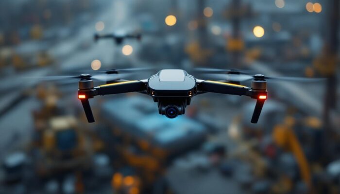 A photograph of a laser scanner drone in action
