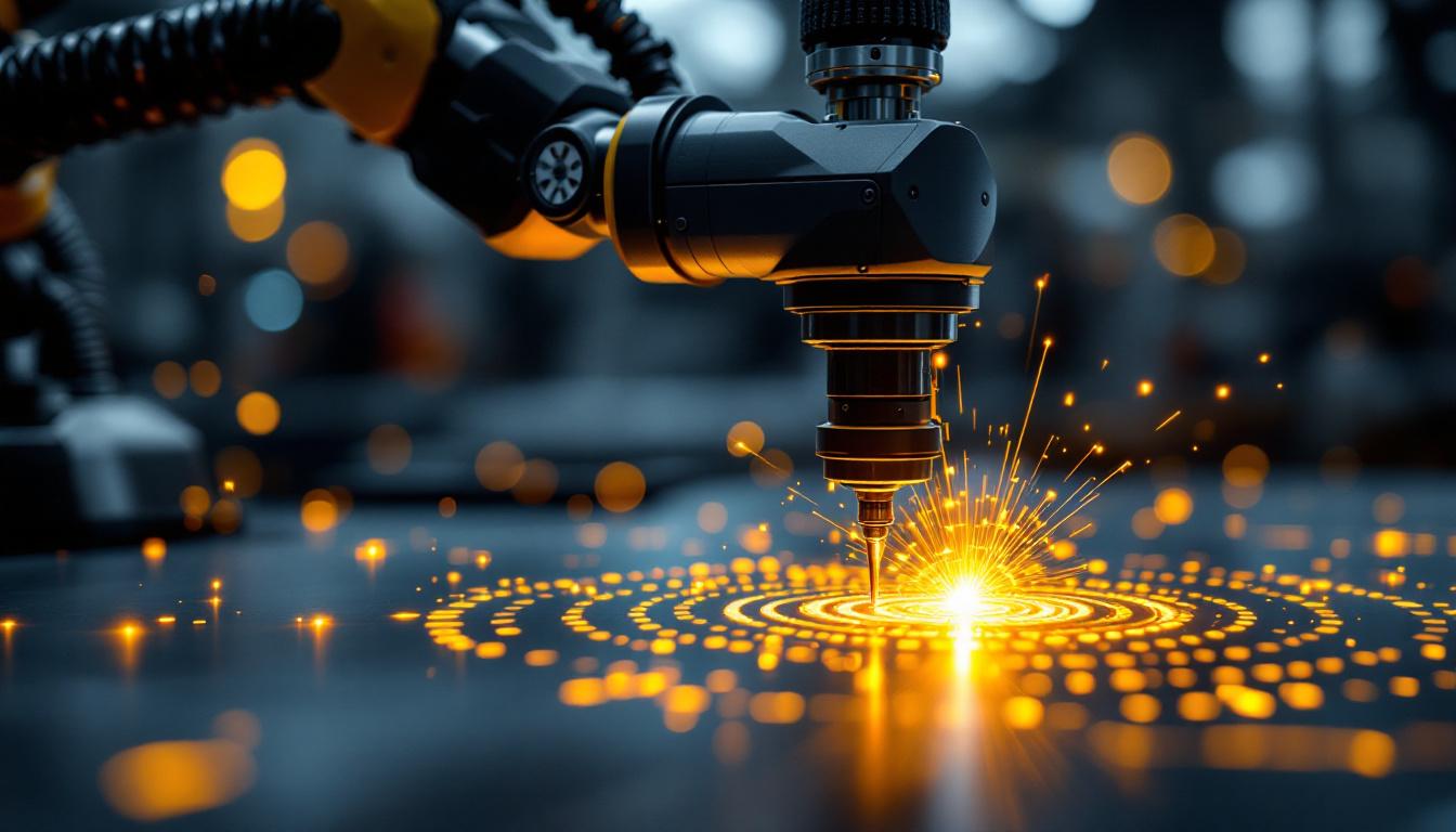 A photograph of a sleek industrial robotic arm in action