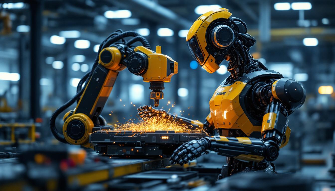 A photograph of a state-of-the-art industrial robot in action