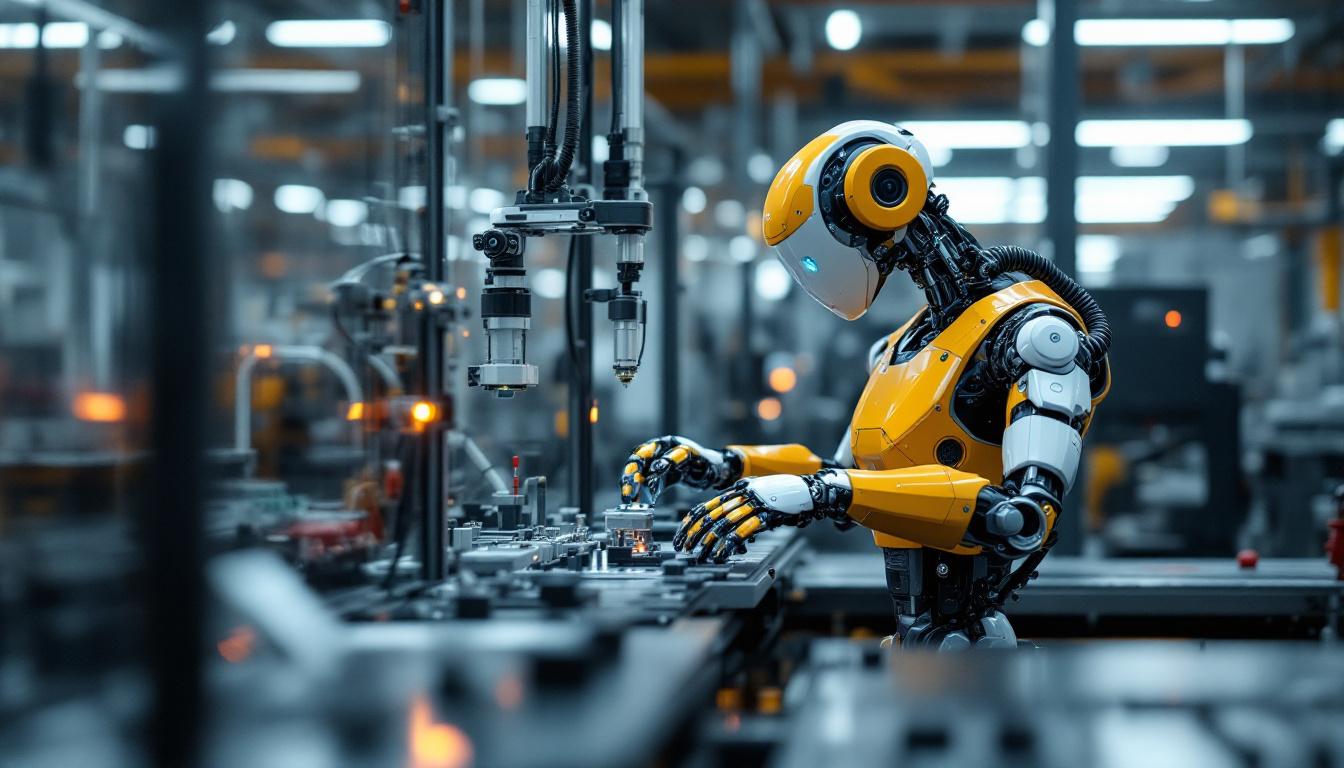 A photograph of a modern industrial robot in action within a manufacturing environment