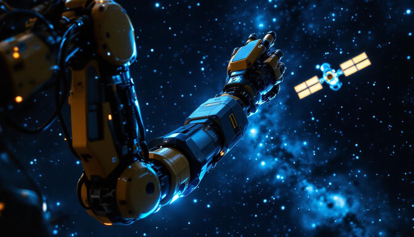 A photograph of a sleek industrial robotic arm in action