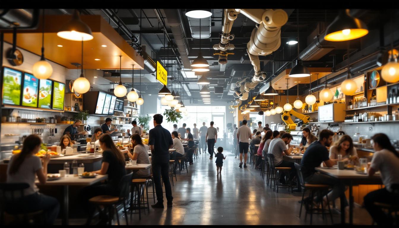 A photograph of a bustling food scene near the university of missouri-st. louis