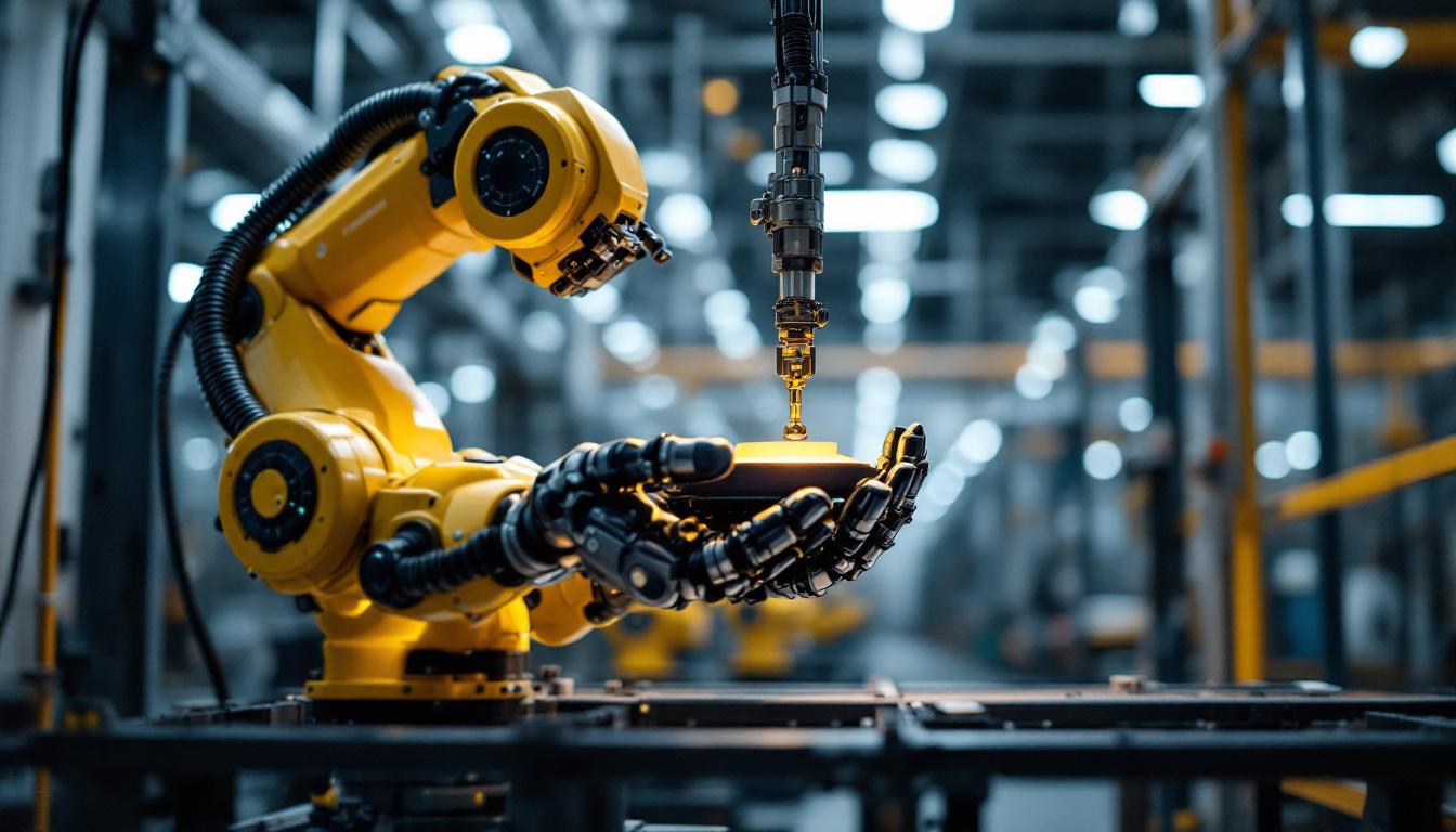 A photograph of a skilled industrial robot in action