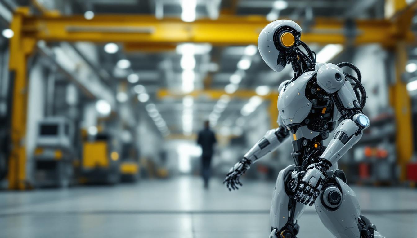 A photograph of a sleek industrial robot in action
