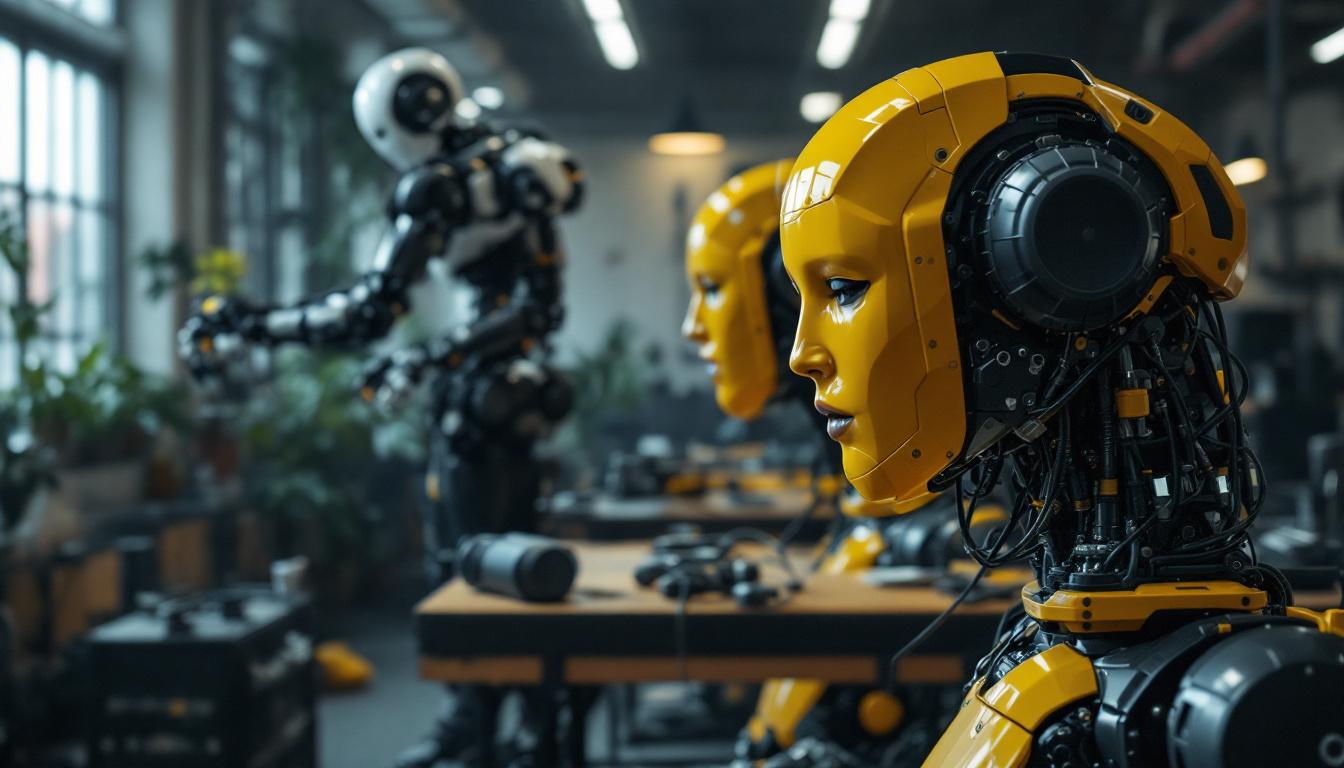 A photograph of a dynamic industrial robotics setup in a boston modeling agency