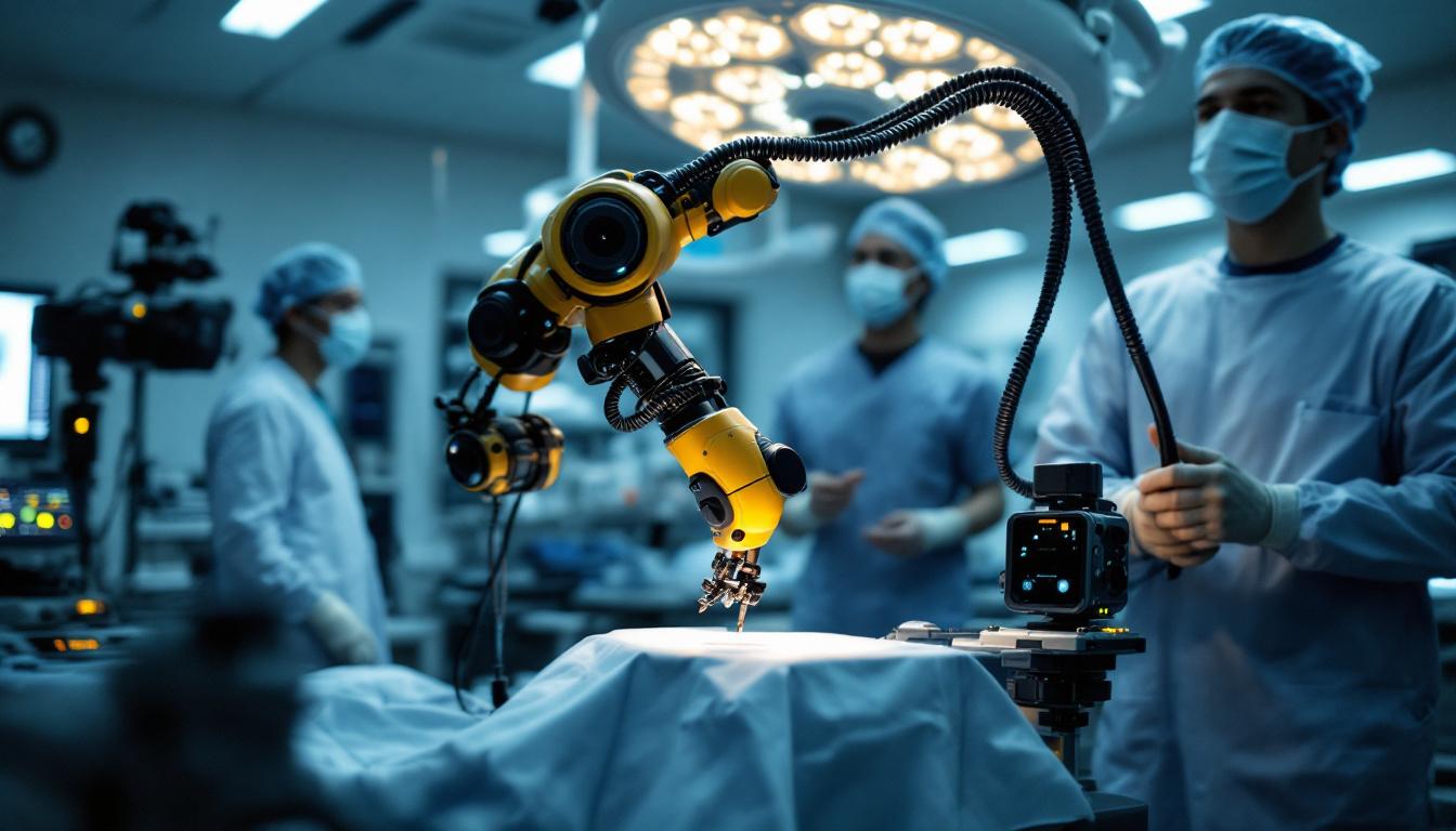 A photograph of capture a photograph of a robotic arm in action within the boston medical center