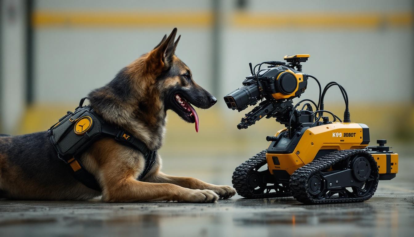 A photograph of a k9 army dog in action during a training session