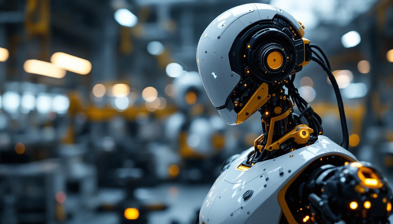 A photograph of a modern industrial robot in action