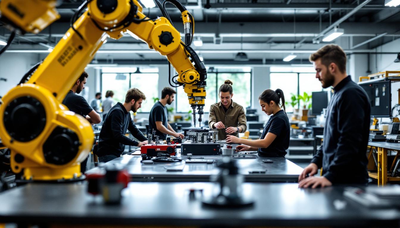 A photograph of a dynamic classroom or workshop setting at billerica public schools