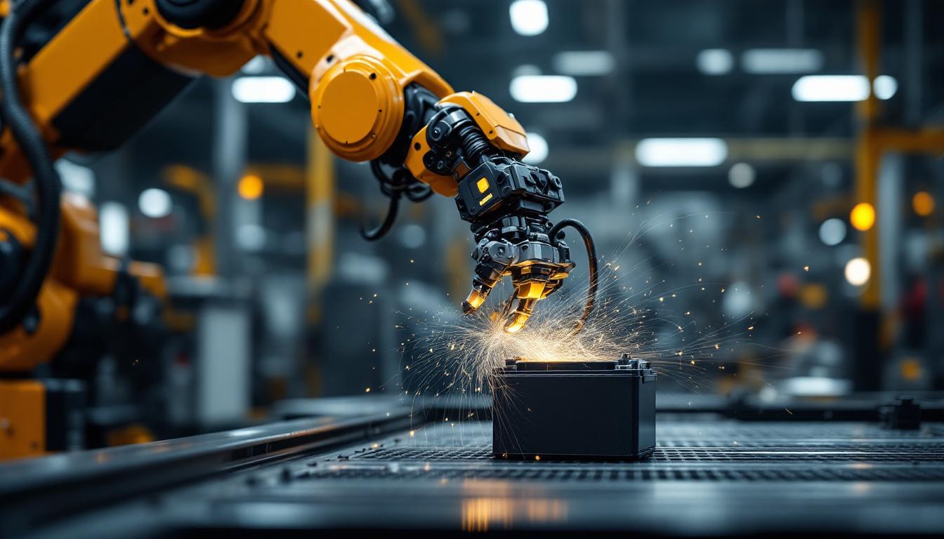 A photograph of a sleek industrial robotic arm in action