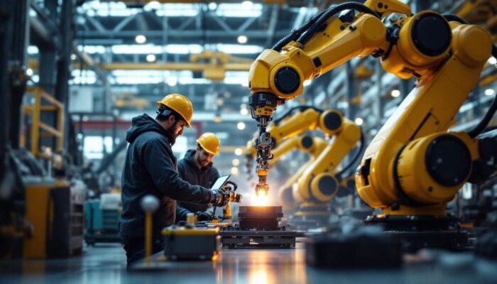 A photograph of a dynamic industrial robotics facility in waltham