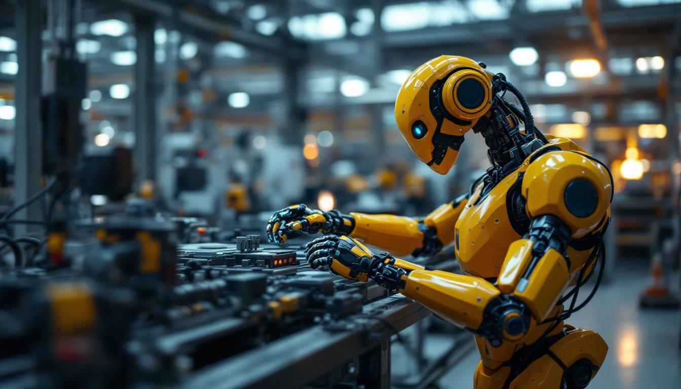 A photograph of capture a photograph of an industrial robot in action