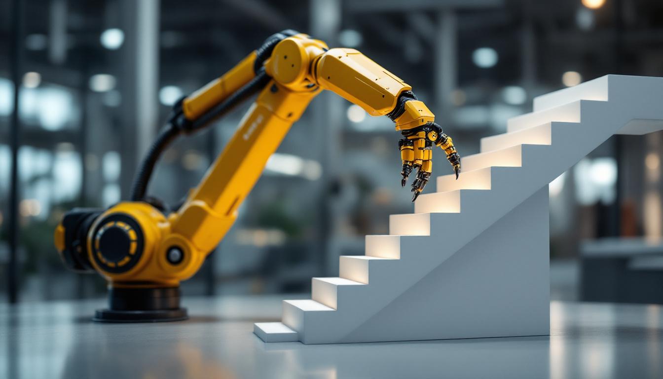 A photograph of a sleek industrial robotic arm in action