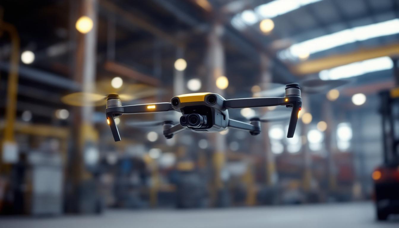 A photograph of a bolt m drone in action within an industrial setting