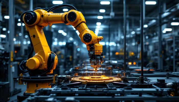 A photograph of a waygate industrial robotic arm in action