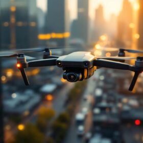 A photograph of a police drone in action