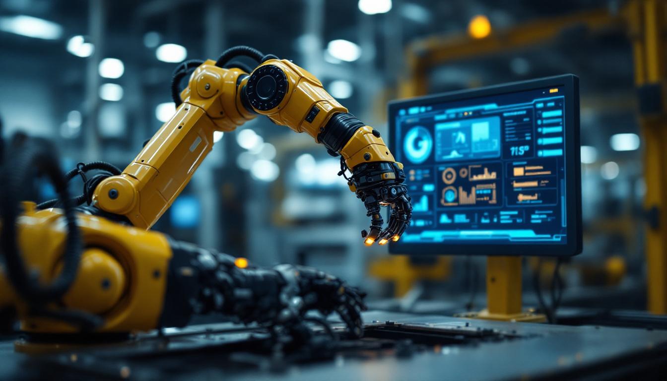 A photograph of a sleek industrial robotic arm in action