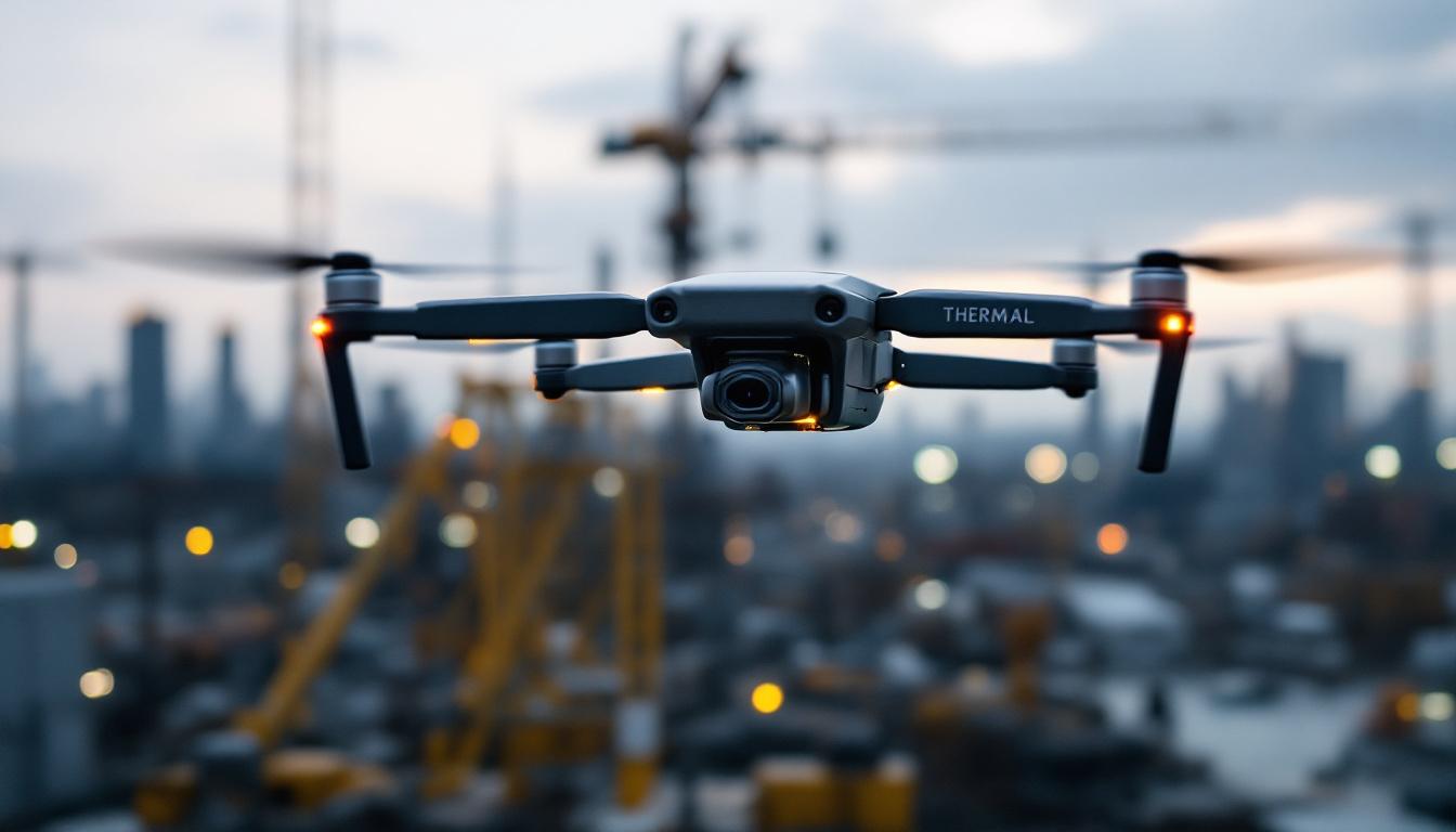 A photograph of a thermal drone in action