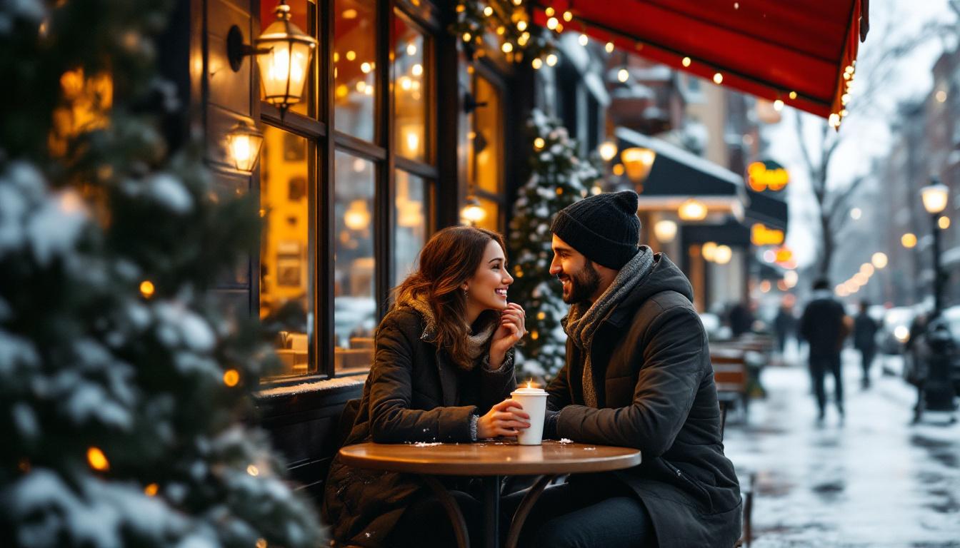A photograph of a cozy winter date scene in boston