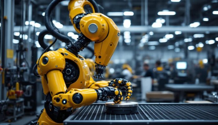 A photograph of a state-of-the-art industrial robot in action within a waltham