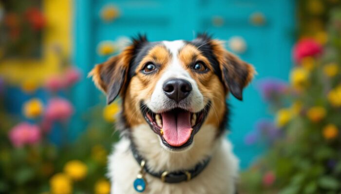 A photograph of a happy dog eagerly enjoying a canine carry outs treat