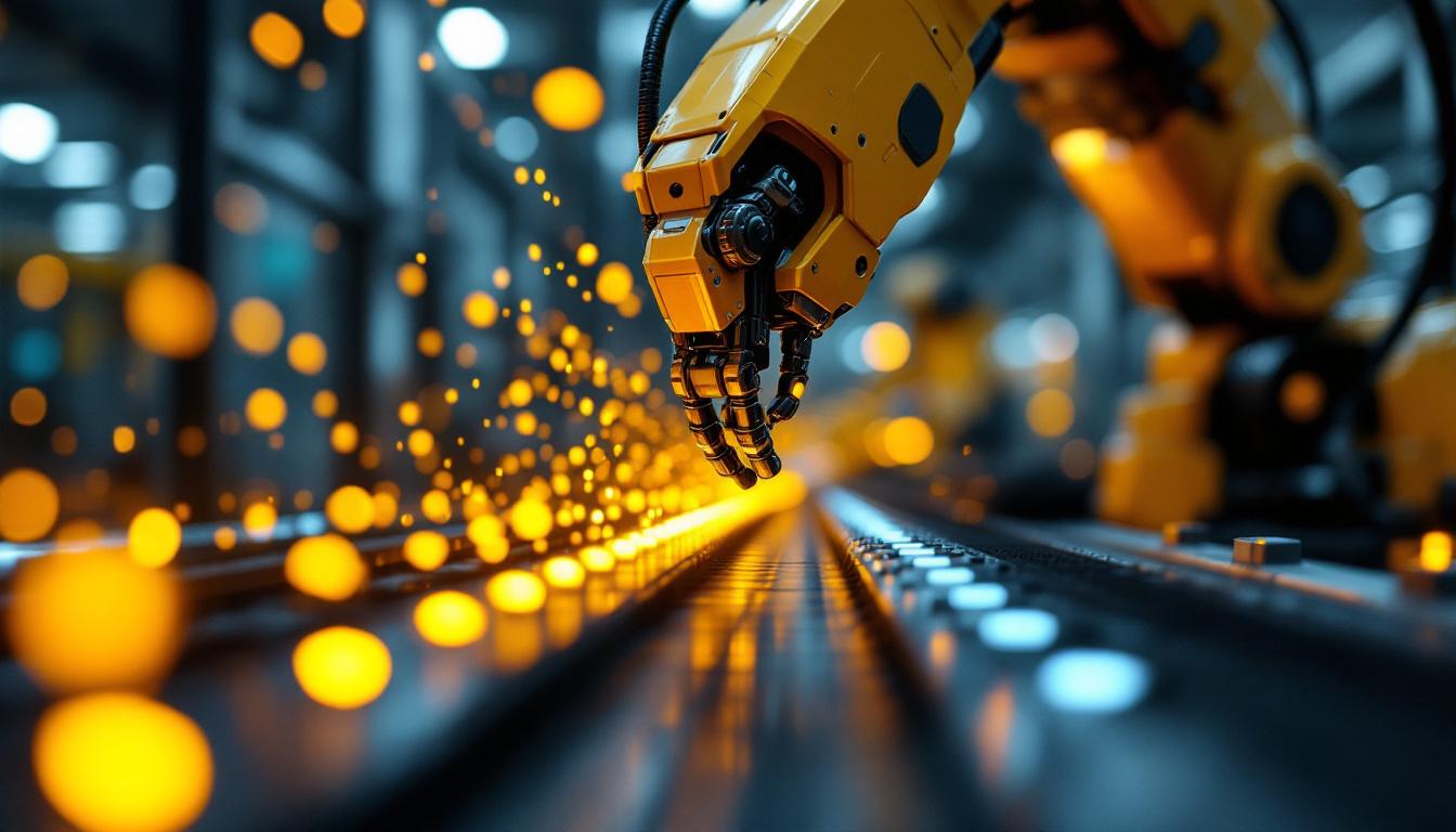 A photograph of a dynamic industrial robot in action