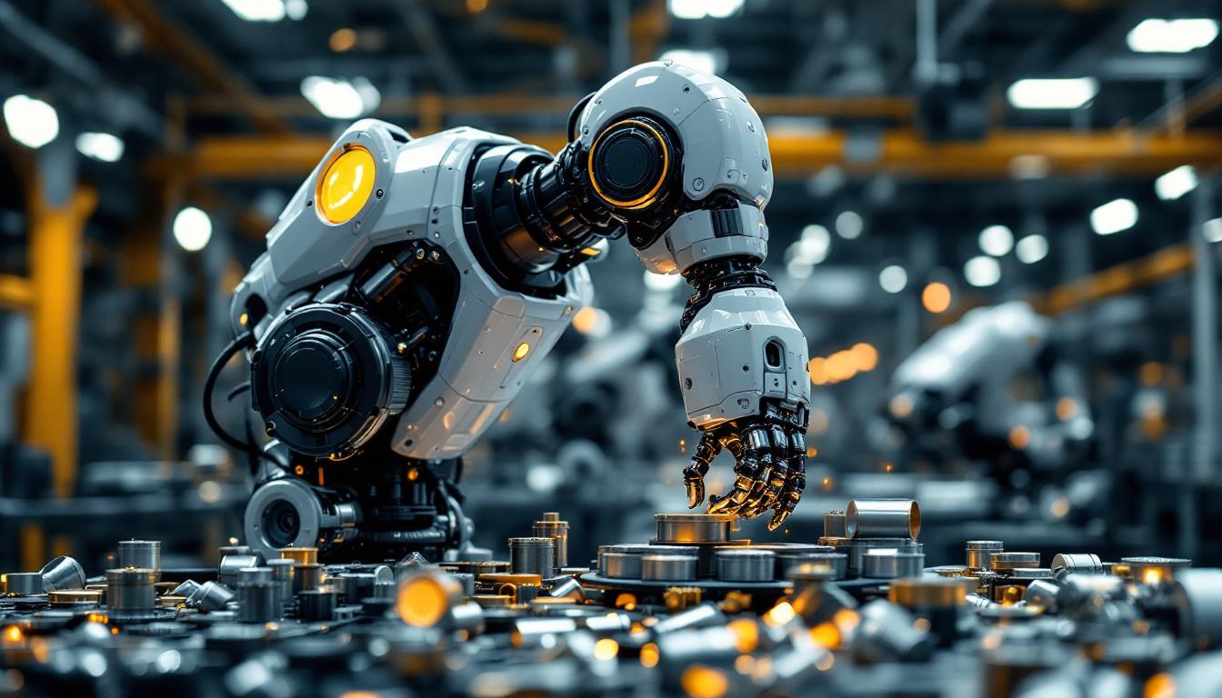 A photograph of a high-tech industrial robot in action