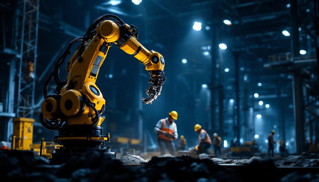 A photograph of a sleek industrial robotic arm in action