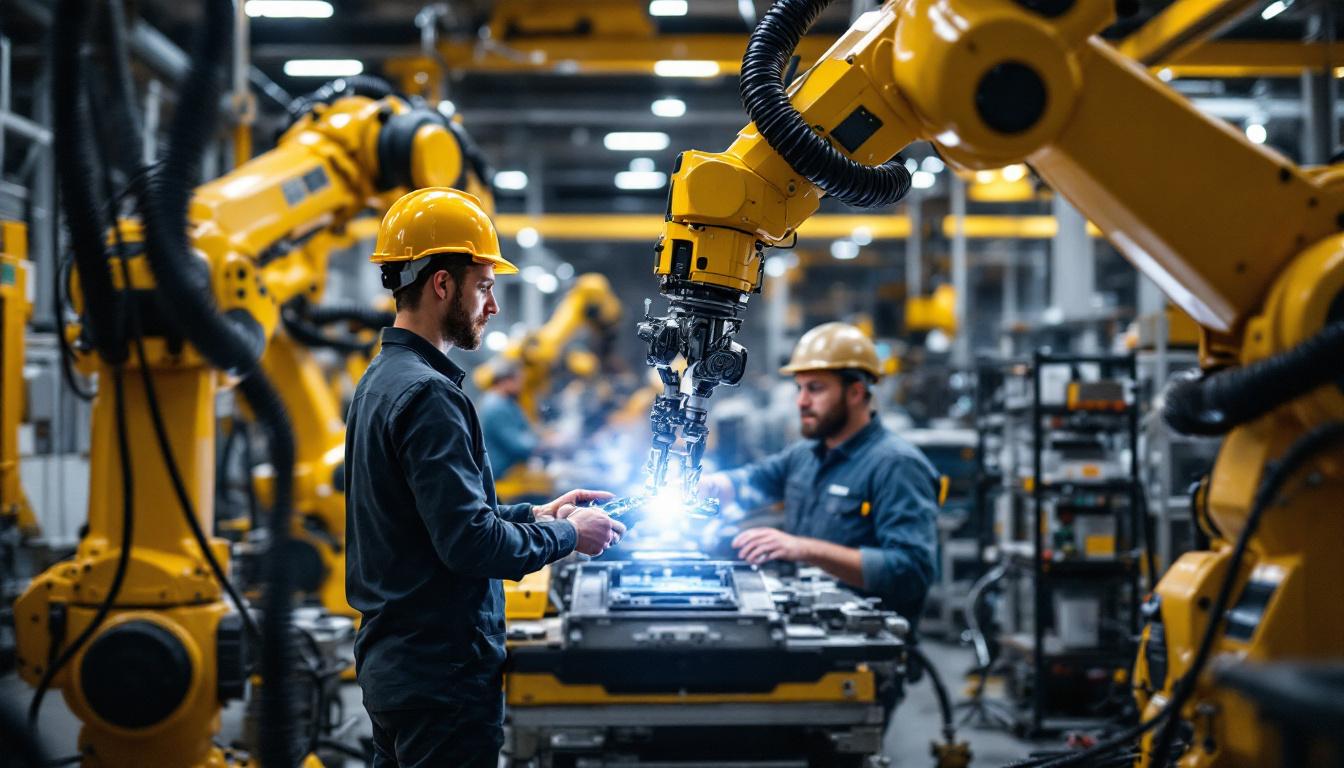 A photograph of a dynamic industrial workspace in boston