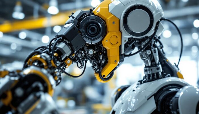 A photograph of a sleek industrial robot in action at virginia tech