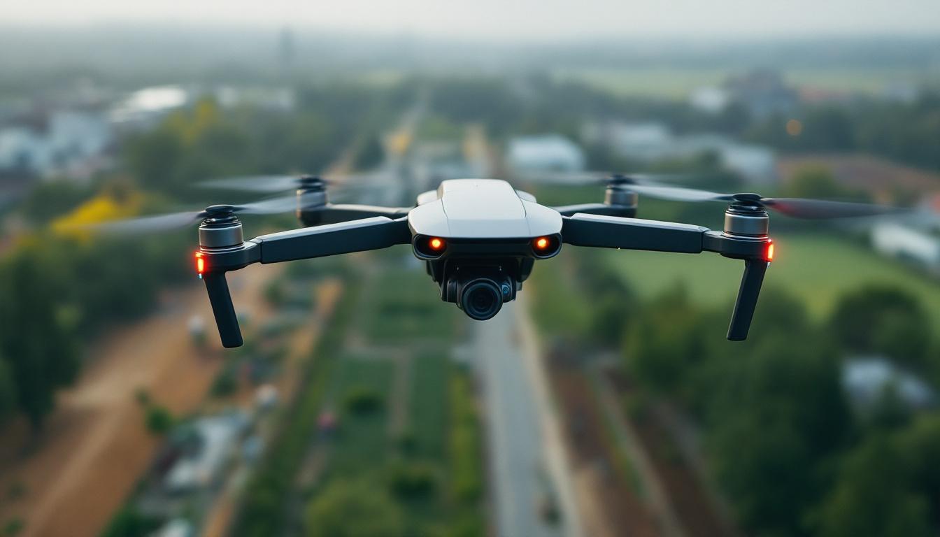 A photograph of a sleek industrial drone in action