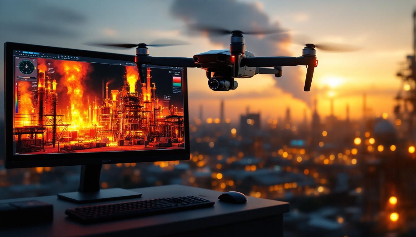 A photograph of a thermal drone in action