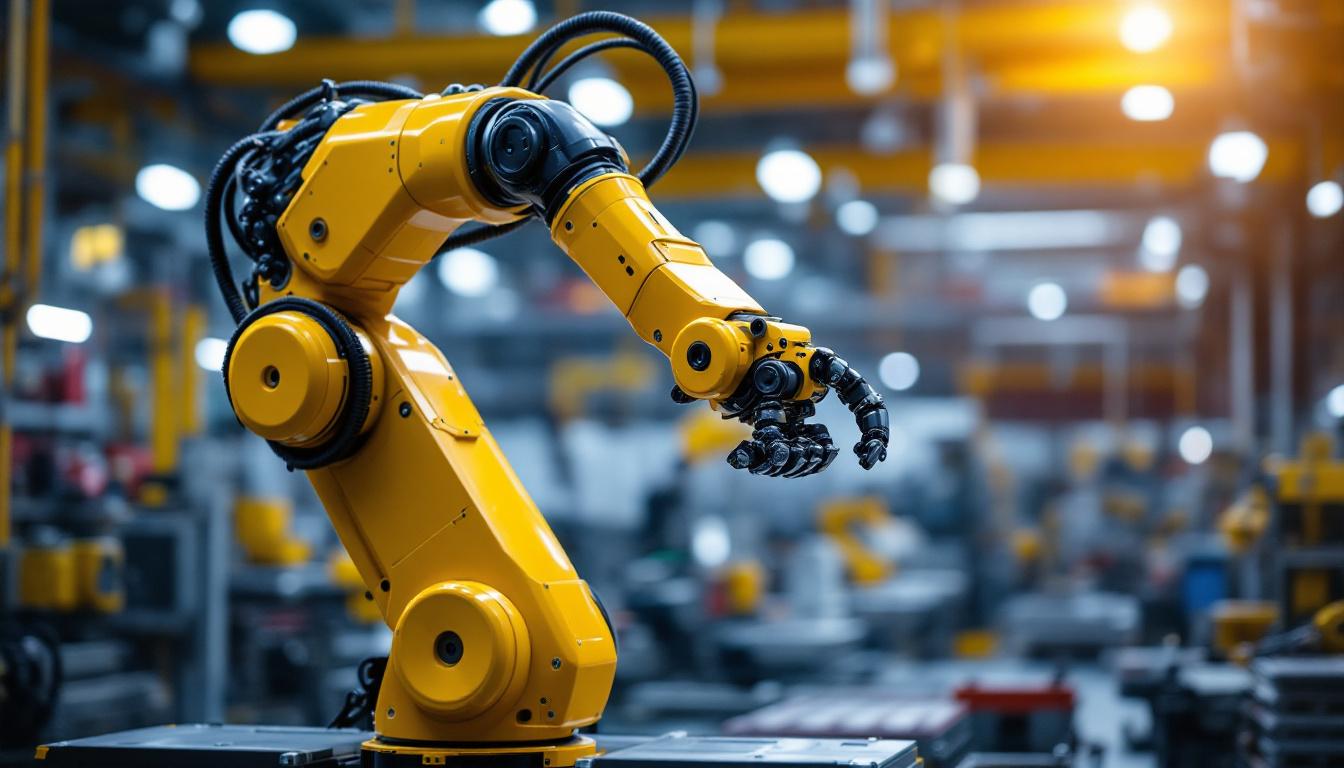 A photograph of a modern industrial robotic arm in action