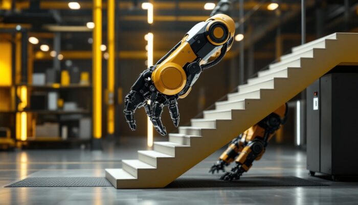 A photograph of a sleek industrial robotic arm in action