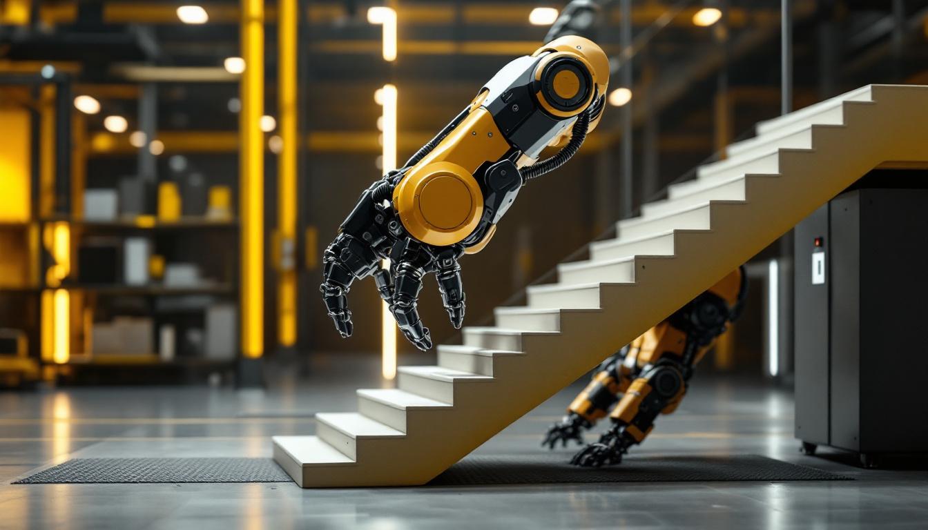 A photograph of a sleek industrial robotic arm in action