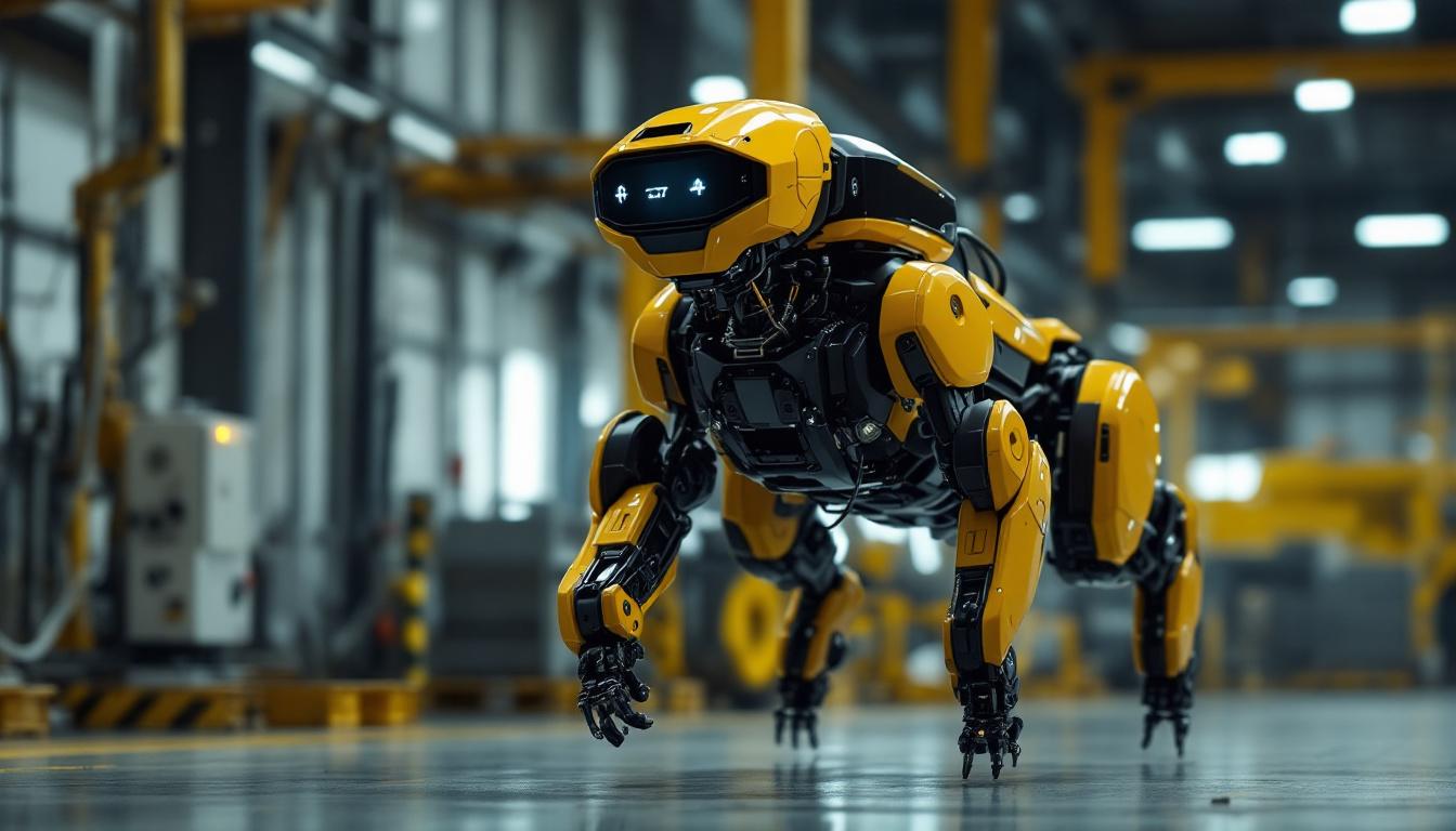 A photograph of a darpa big dog robot in action