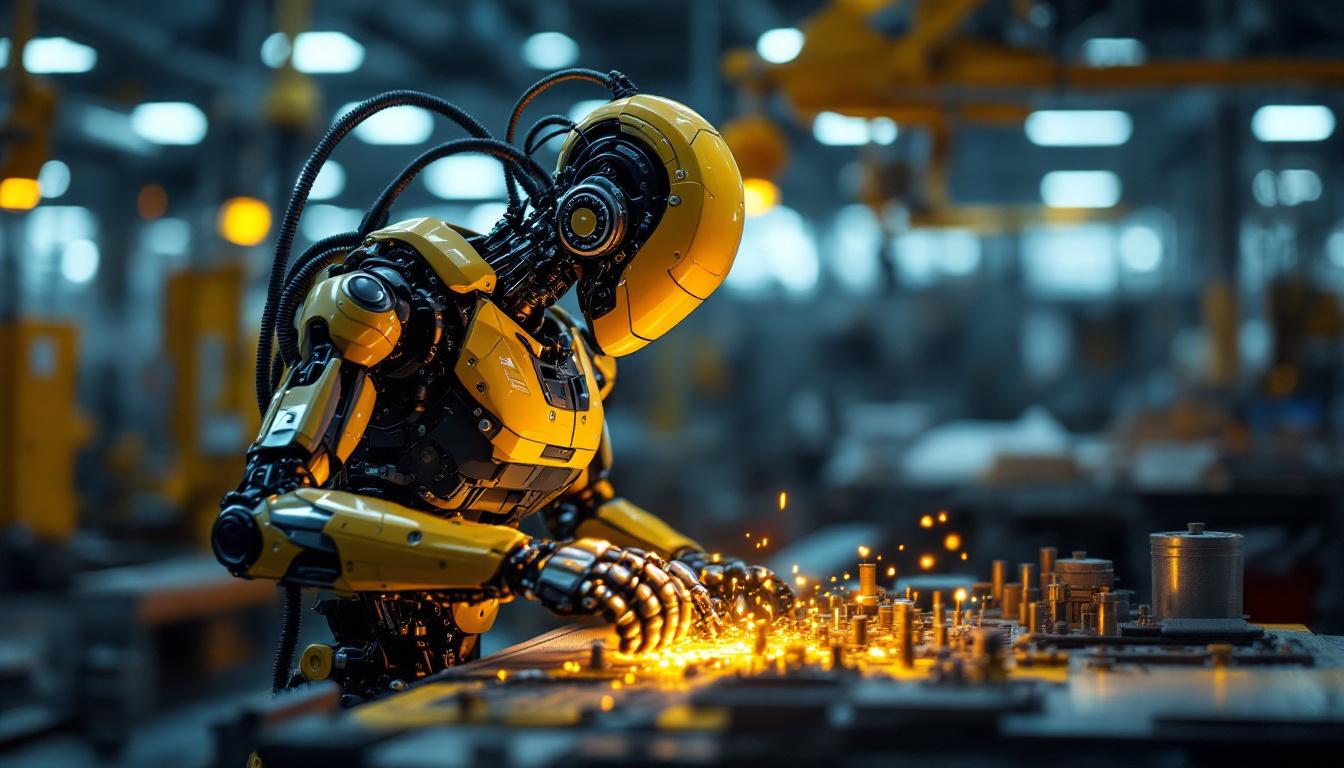 A photograph of a sleek industrial robot in action