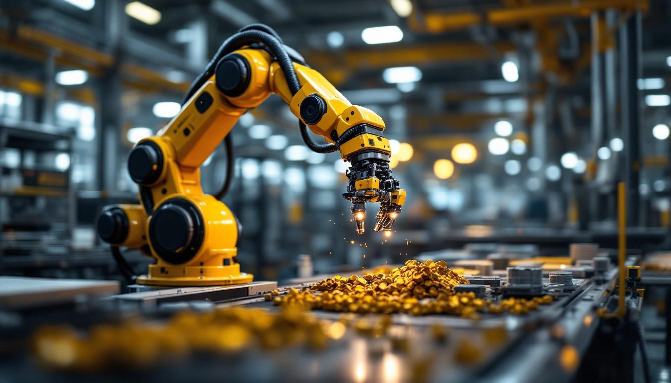 A photograph of a sleek industrial robotic arm in action