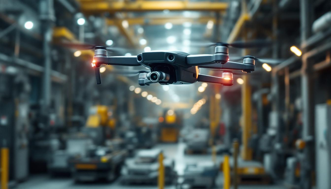 A photograph of a drone in action