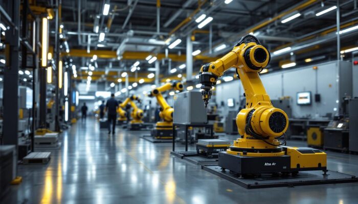 A photograph of a sleek industrial setting at atlas air's headquarters