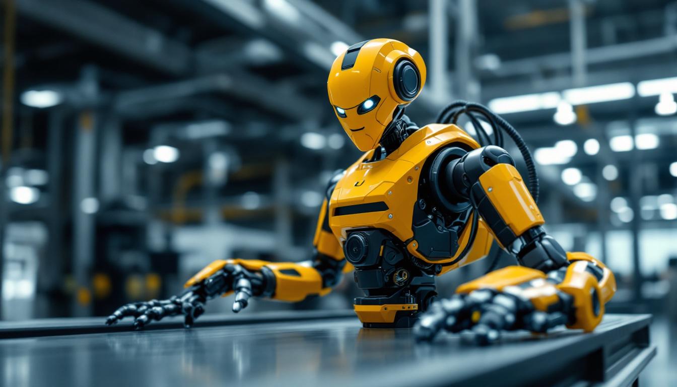 A photograph of a dynamic industrial robot in action