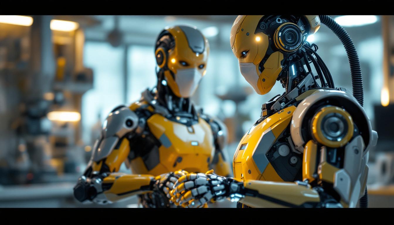 A photograph of a biomedical robot in action within a laboratory setting