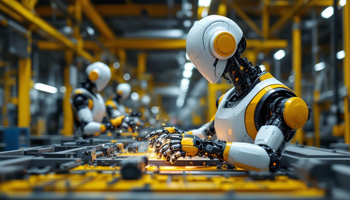 A photograph of a modern industrial robot in action