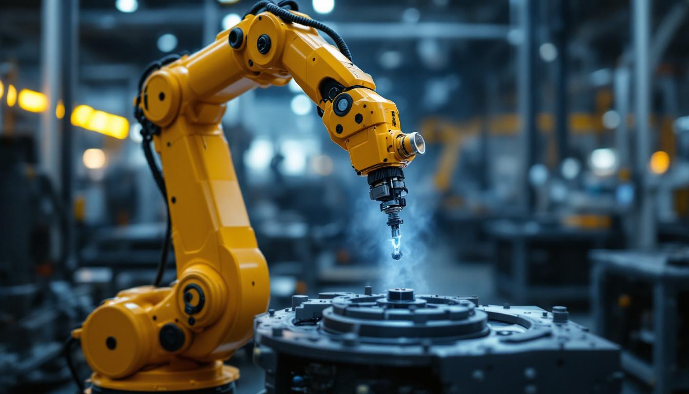 A photograph of a dyna tour pack industrial robot in action within a manufacturing environment